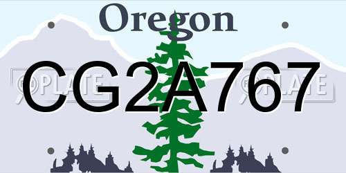 CG2A767 Oregon License Plate