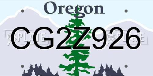 CG2Z926 Oregon License Plate