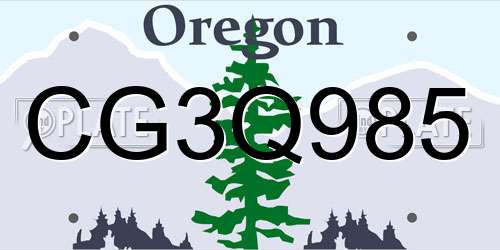 CG3Q985 Oregon License Plate