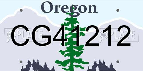 CG41212 Oregon License Plate
