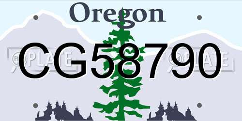 CG58790 Oregon License Plate