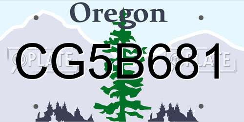 CG5B681 Oregon License Plate