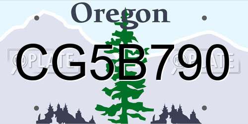 CG5B790 Oregon License Plate
