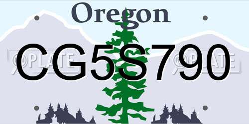 CG5S790 Oregon License Plate