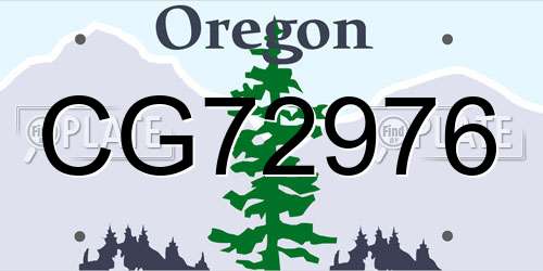 CG72976 Oregon License Plate