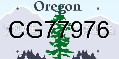 CG77976 Oregon License Plate