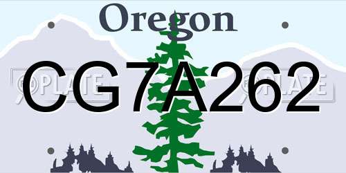 CG7A262 Oregon License Plate