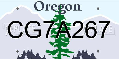 CG7A267 Oregon License Plate