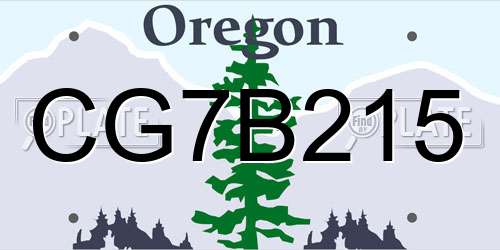 CG7B215 Oregon License Plate