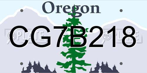 CG7B218 Oregon License Plate