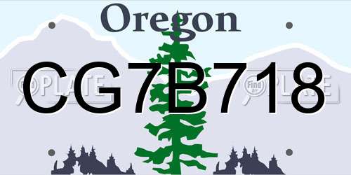 CG7B718 Oregon License Plate