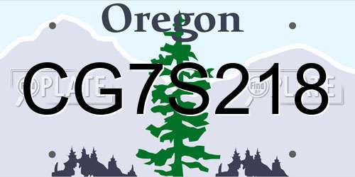 CG7S218 Oregon License Plate