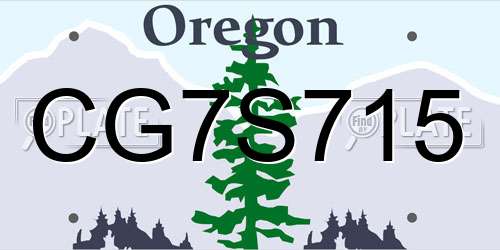 CG7S715 Oregon License Plate