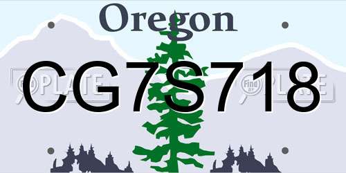 CG7S718 Oregon License Plate