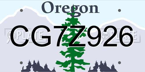 CG7Z926 Oregon License Plate