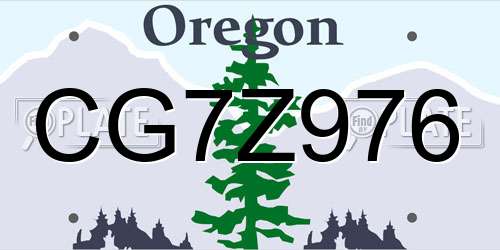 CG7Z976 Oregon License Plate