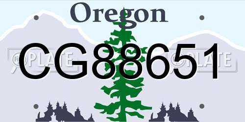CG88651 Oregon License Plate
