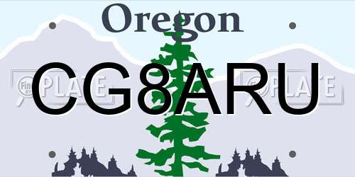 CG8ARU Oregon License Plate