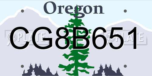 CG8B651 Oregon License Plate