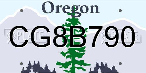 CG8B790 Oregon License Plate