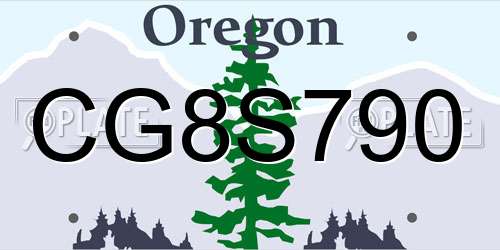 CG8S790 Oregon License Plate