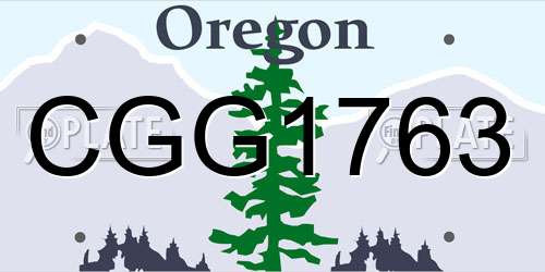 CGG1763 Oregon License Plate
