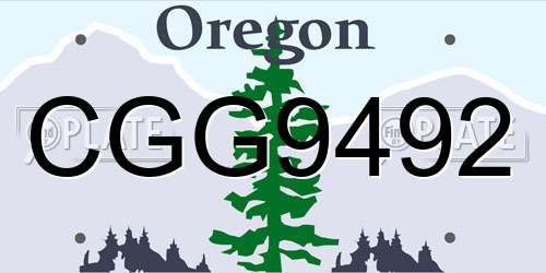 CGG9492 Oregon License Plate
