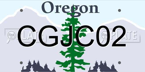 CGJC02 Oregon License Plate