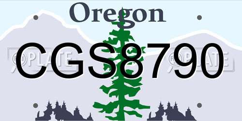 CGS8790 Oregon License Plate