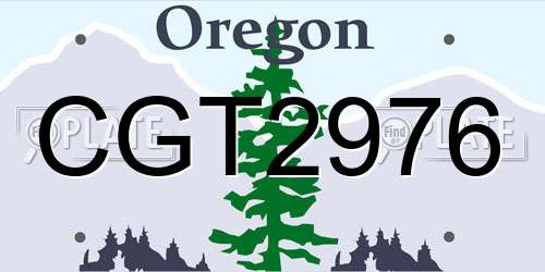 CGT2976 Oregon License Plate