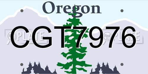 CGT7976 Oregon License Plate
