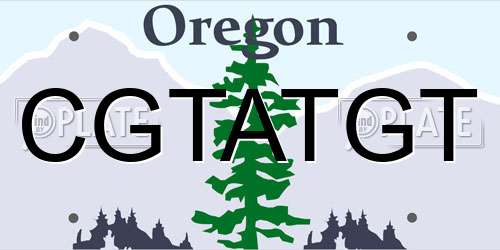 CGTATGT Oregon License Plate