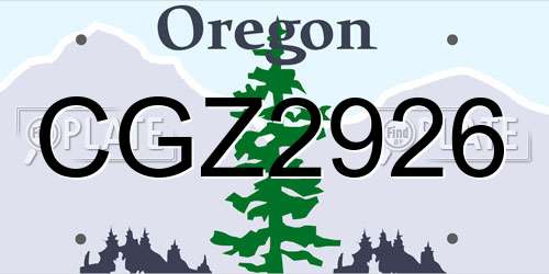 CGZ2926 Oregon License Plate