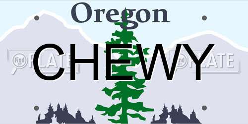 CHEWY Oregon License Plate