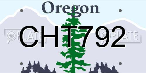 CHT792 Oregon License Plate