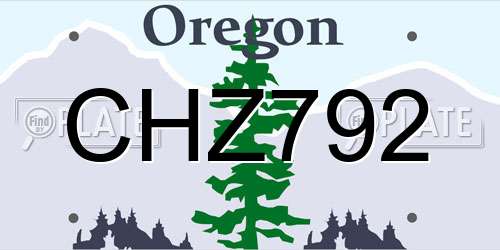 CHZ792 Oregon License Plate