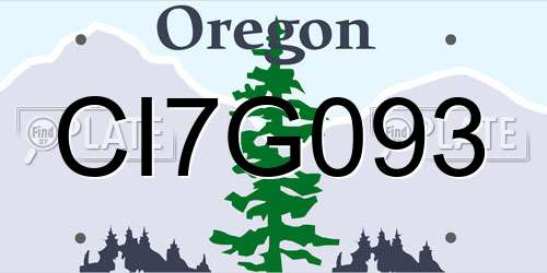 CI7G093 Oregon License Plate