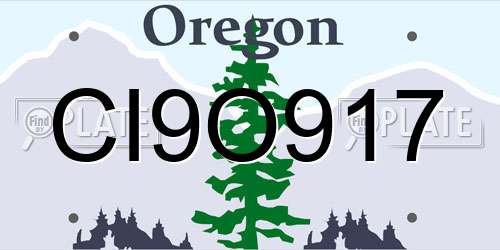 CI9O917 Oregon License Plate