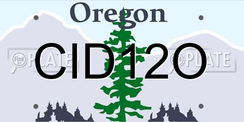 CID12O Oregon License Plate