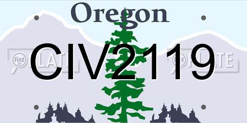 CIV2119 Oregon License Plate