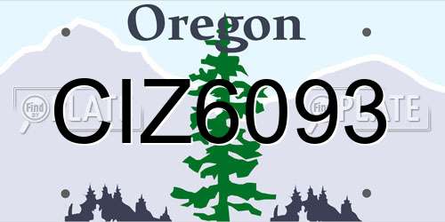 CIZ6093 Oregon License Plate