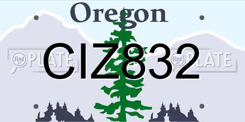 CIZ832 Oregon License Plate