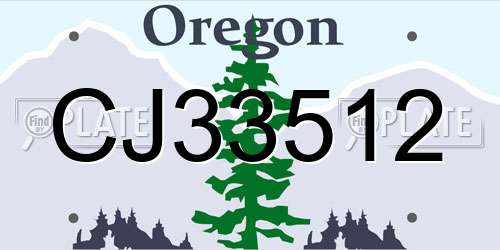 CJ33512 Oregon License Plate