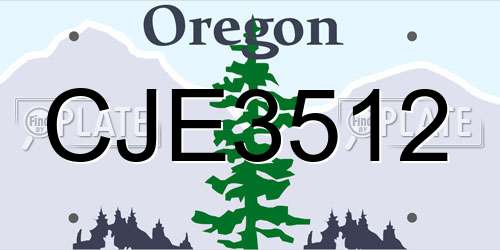 CJE3512 Oregon License Plate