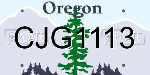 CJG1113 Oregon License Plate