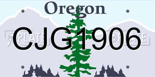 CJG1906 Oregon License Plate