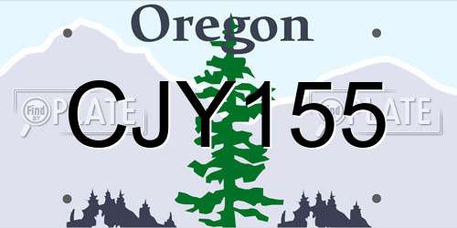 CJY155 Oregon License Plate