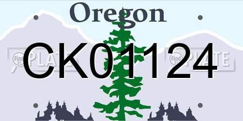 CK01124 Oregon License Plate