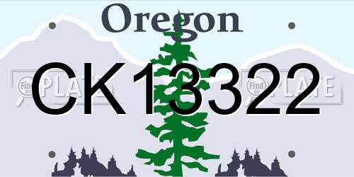 CK13322 Oregon License Plate