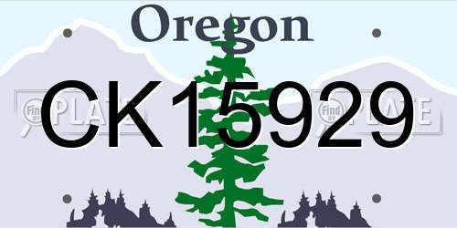 CK15929 Oregon License Plate